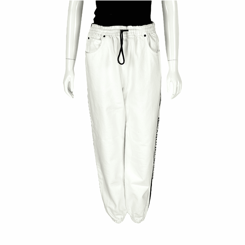 Alexander Wang Side Tape Logo Denim White Jogger M - 1