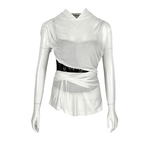Alexander Wang White Black Laced Top - 1