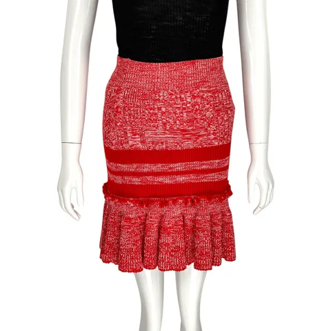 Alexander Mcqueen Red Chunky Knit Mini Skirt 36 - 1