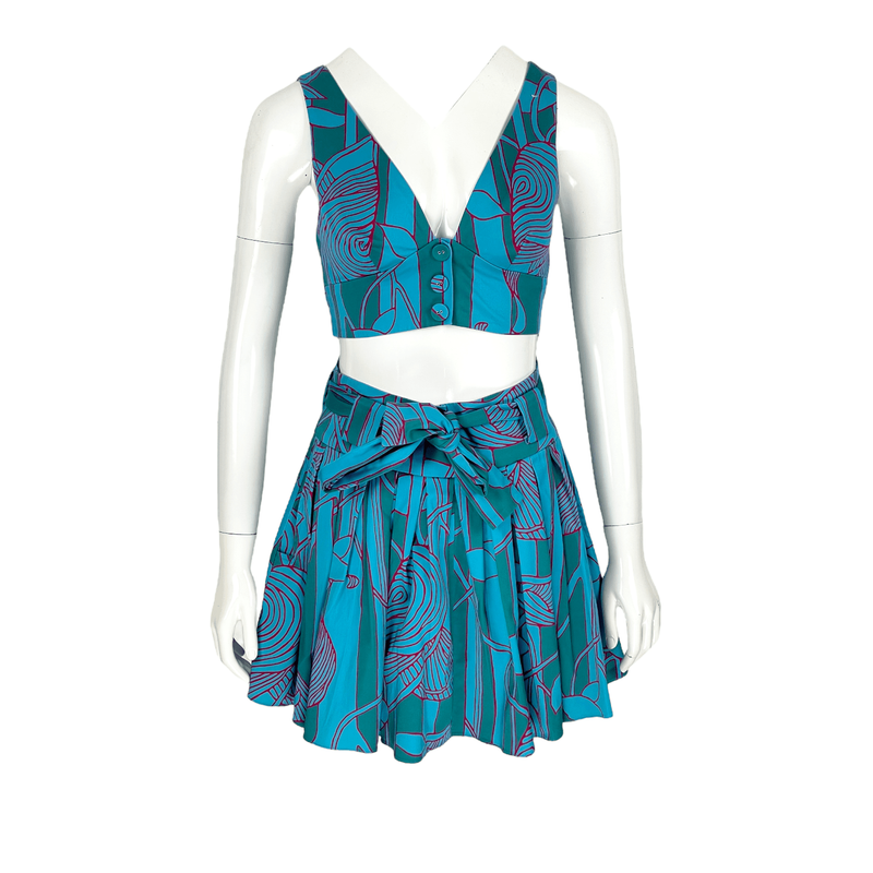 Alexis Turquoise Fuchsia Bustier XS Mini Skirt XS - 1