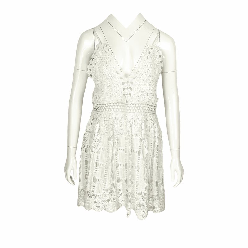 Alexis White Evana Macrame Mini Dress XS - 1