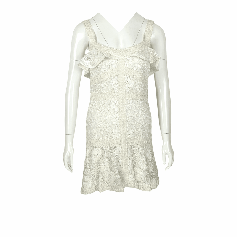 Alexis Ecru Linzi Ruffled Lace Mini Dress XS - 1