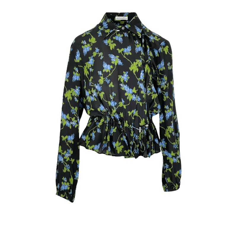 Altuzarra Black Green Blue Floral Patterned Shirt IT44 - 1