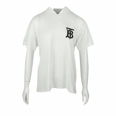 Burberry White Black TB Logo Oversized Tshirt XS - 1