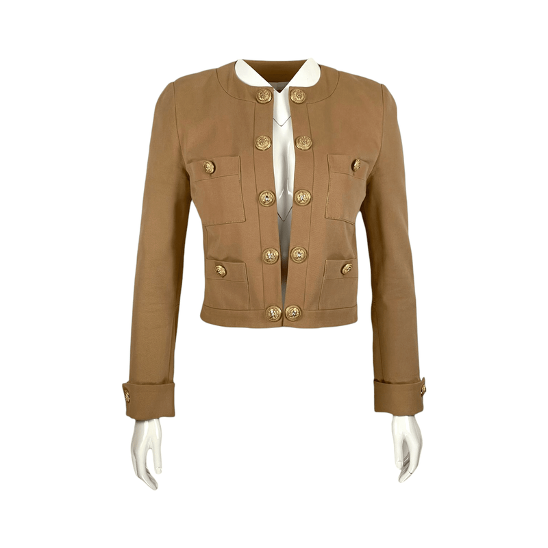 Balmain Cotton Beige Short Vest Jacket 36 - 1