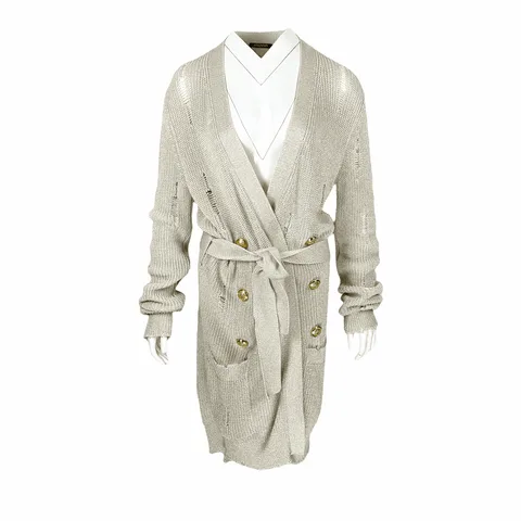Balmain Cream Gold Button Cardigan 36 - 1