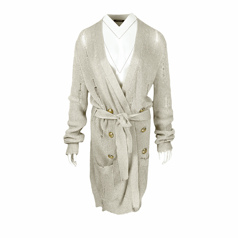 Balmain Cream Gold Button Cardigan 36 - 1