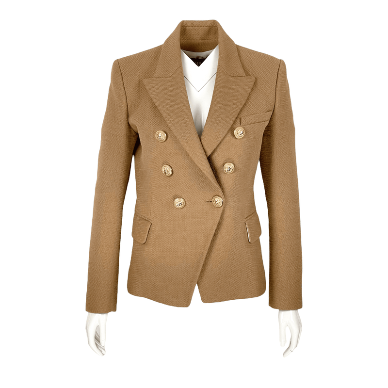 Balmain Beige Double Breasted Cotton Blazer Jacket 38 - 1