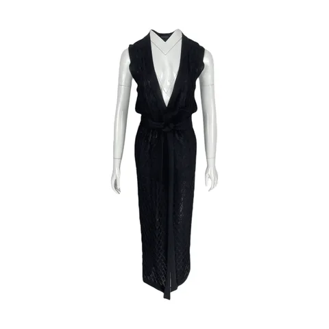 Balmain Black Knit Viscose Long Sleeveless Cardigan 38 - 1