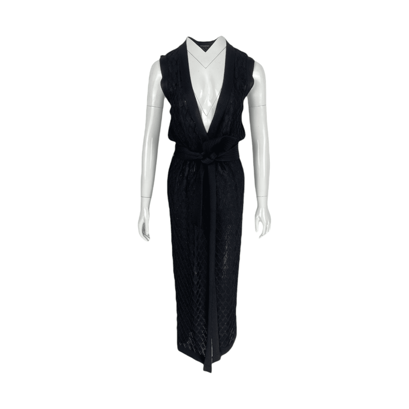 Balmain Black Knit Viscose Long Sleeveless Cardigan 38 - 1