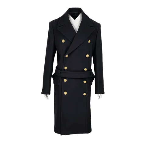 Balmain Black Wool Double Breasted Coat 50 - 1