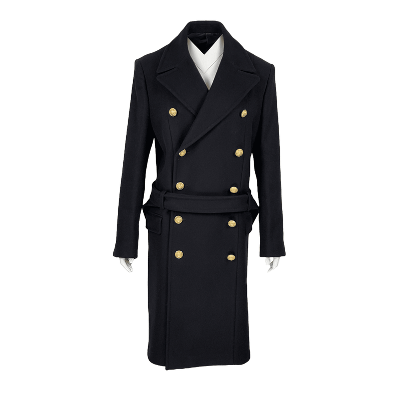 Balmain Black Wool Double Breasted Coat 50 - 1
