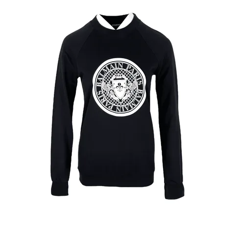 Balmain Black White Flocked Coin Sweatshirt 36