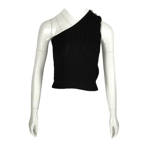 Balmain Black Viscose Button Detail Fine Knit Top 38