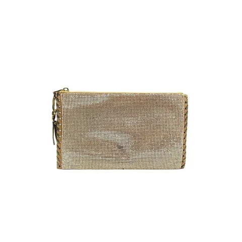 Balmain Gold Crystal Embellished Pouch Clutch - 1