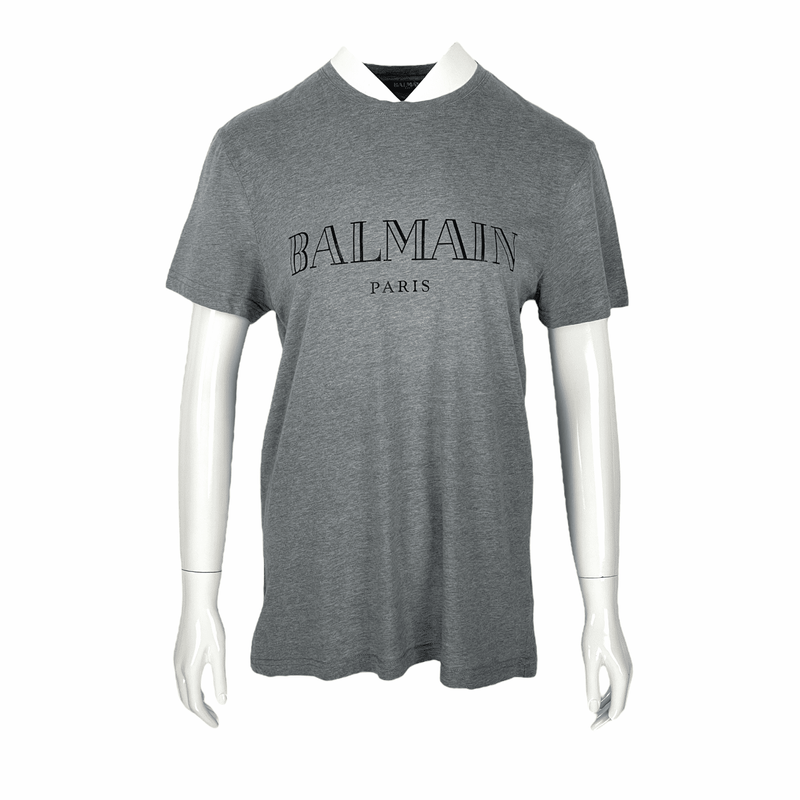 Balmain Grey Logo Print Tshirt M - 1