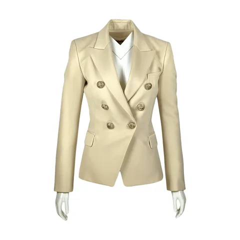 Balmain Ecru Wool Double Breasted Blazer Jacket 36 - 1