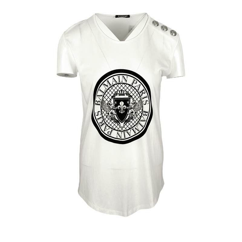 Balmain White Black Logo Sleeveless Tshirt 38 - 1