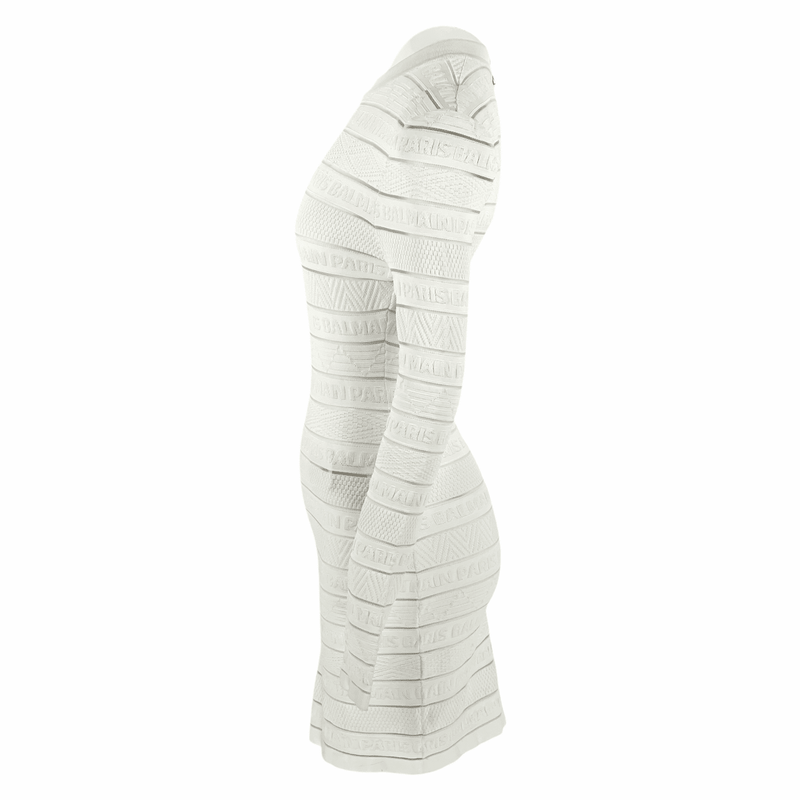 Balmain White Logo Striped Dress 36 - 3