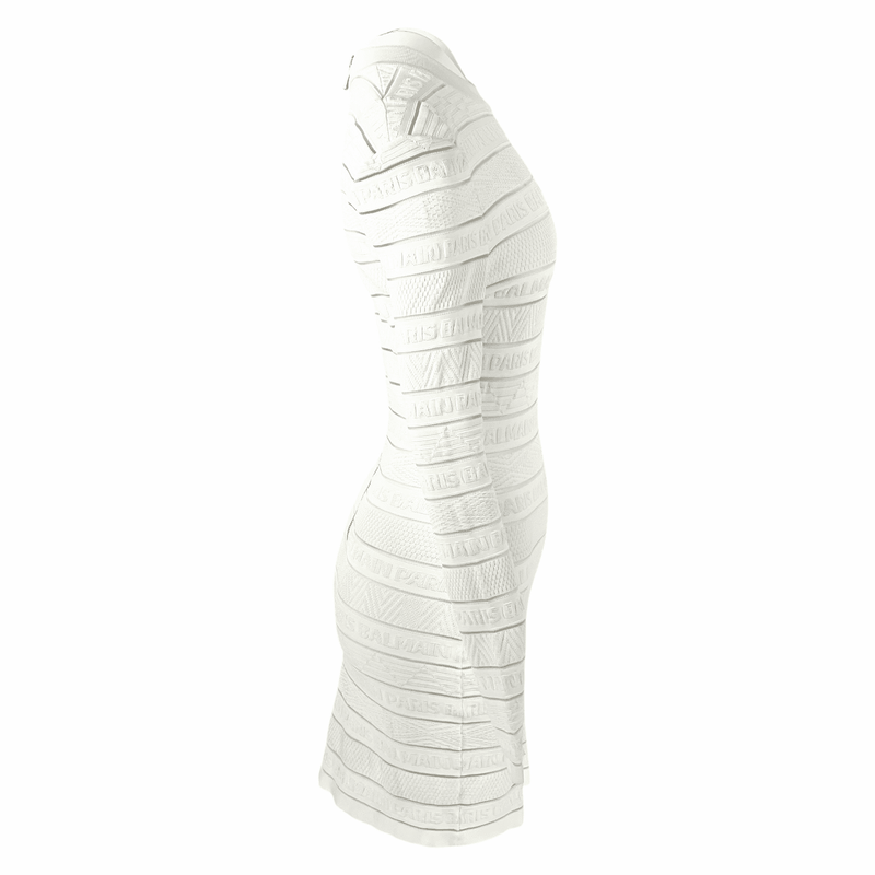 Balmain White Logo Striped Dress 36 - 2