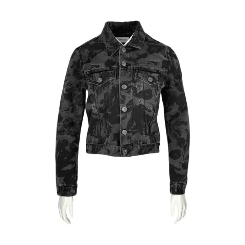 Balenciaga Anthracite Floral Print Denim Jacket 38 - 1