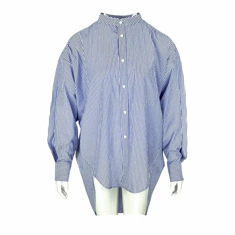 Balenciaga Blue White Striped Logo Print Shirt 34