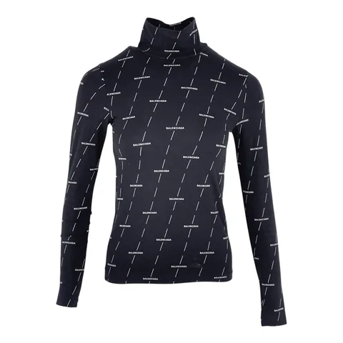 Balenciaga Black Logo Print Full Sleeve Tshirt XS - 1