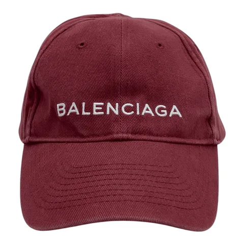 Balenciaga Burgundy White Logo Cap 59 - 1