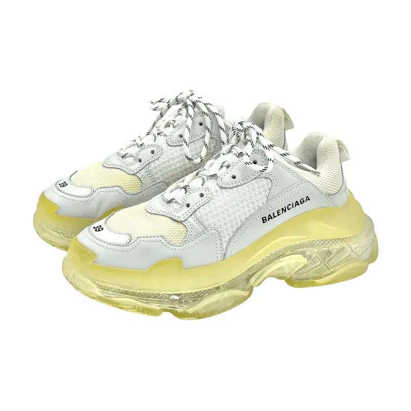 バレンシアガ Balenciaga Triple S Mule 39 Balenciaga Grey Beige Leather Mesh Triple S
