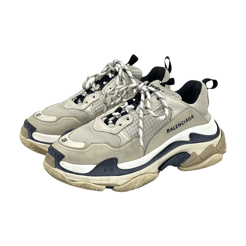 Balenciaga Grey Navy Blue Triple S Sneakers 39 - 1