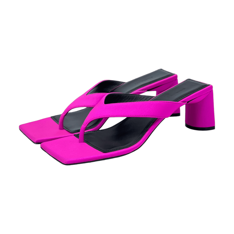 Balenciaga Fuchsia Neon Logo Printed Jersey Sandals 37 - 1