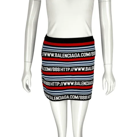Balenciaga Logo Print Blue Red Black Mini Skirt 34 - 1