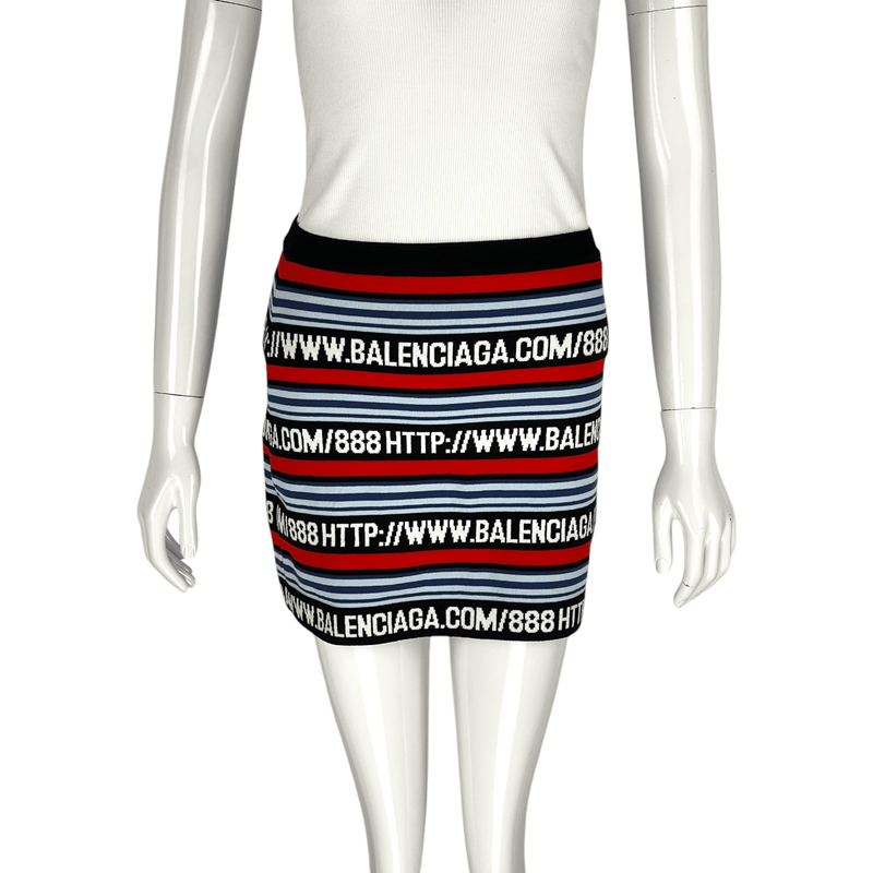 Balenciaga Logo Print Blue Red Black Mini Skirt 34 - 1