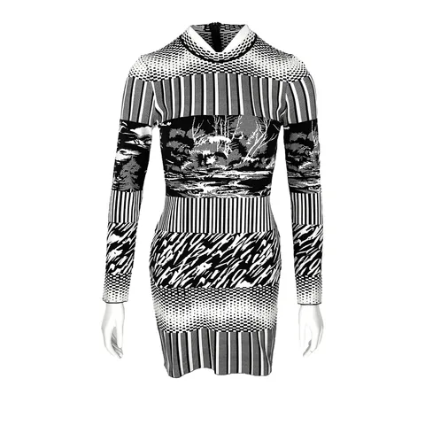 Balenciaga Mixed Pattern Jacquard Knit Dress 36 - 1