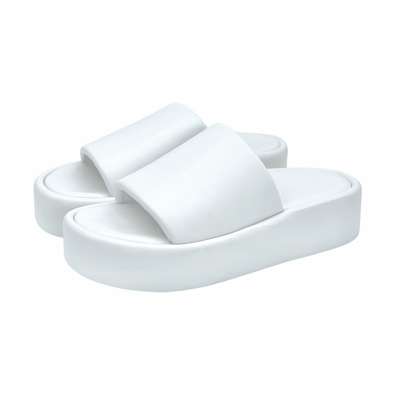 Balenciaga White Calfskin Black Logo Platform Slides 40 - 1