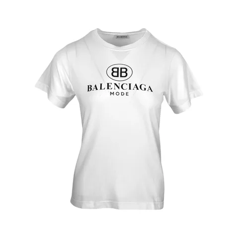 Balenciaga White Logo Print Cotton Tshirt M - 1
