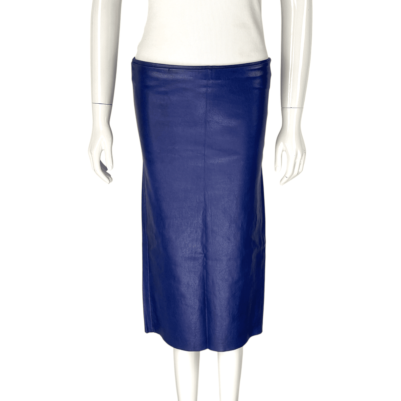 Barbara Bui Navy Blue Leather Skirt T1 - 1