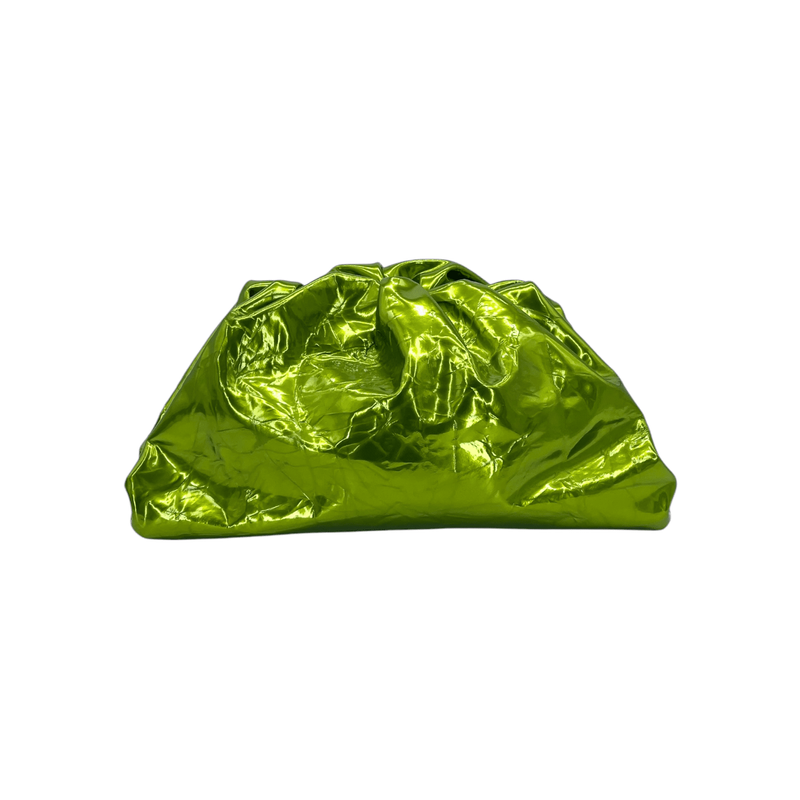 Bottega Veneta Metallic Green Crushed Leather Teen Pouch - 1