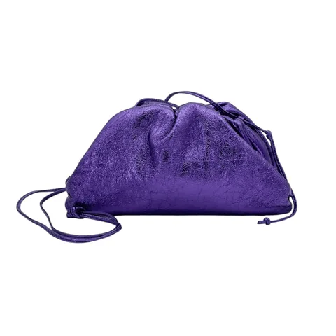 Bottega Veneta Metallic Purple Crushed Leather Mini Pouch - 1