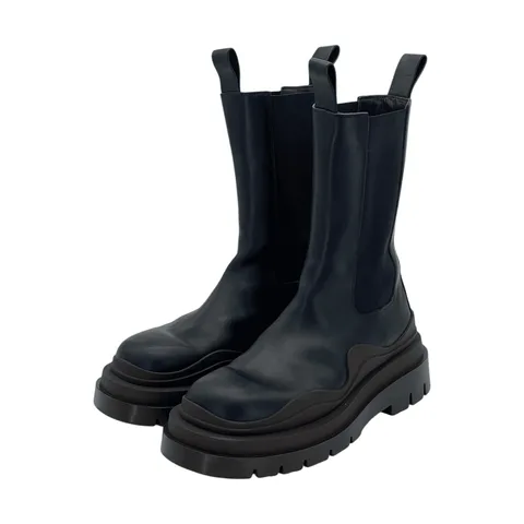 Bottega Veneta Black Brown Leather Tire Chelsea Boots 39 - 1
