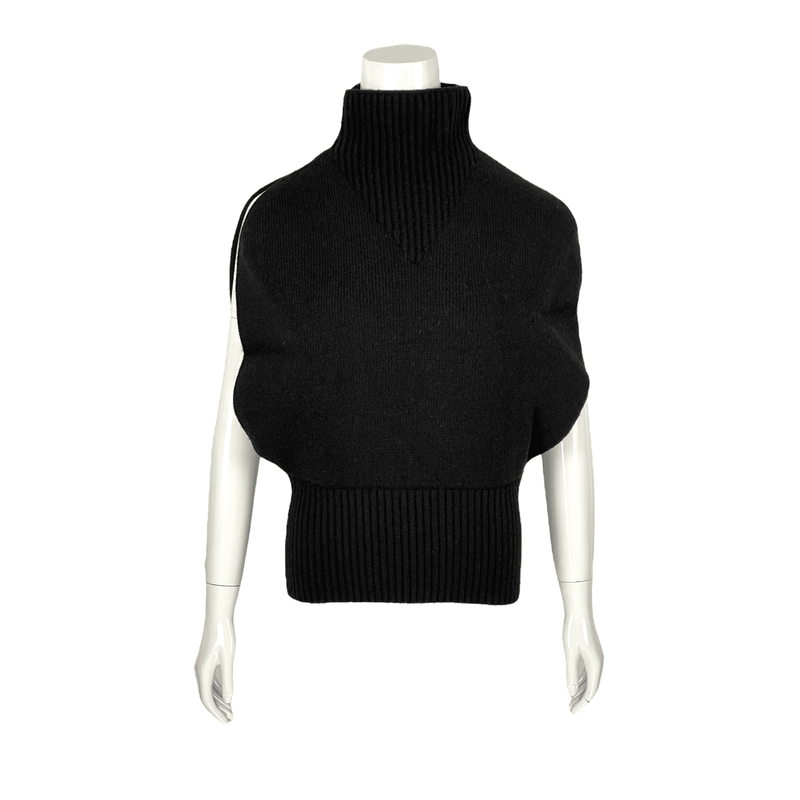 Bottega Veneta Black Wool Sleeveless Turtleneck Sweater M - 1