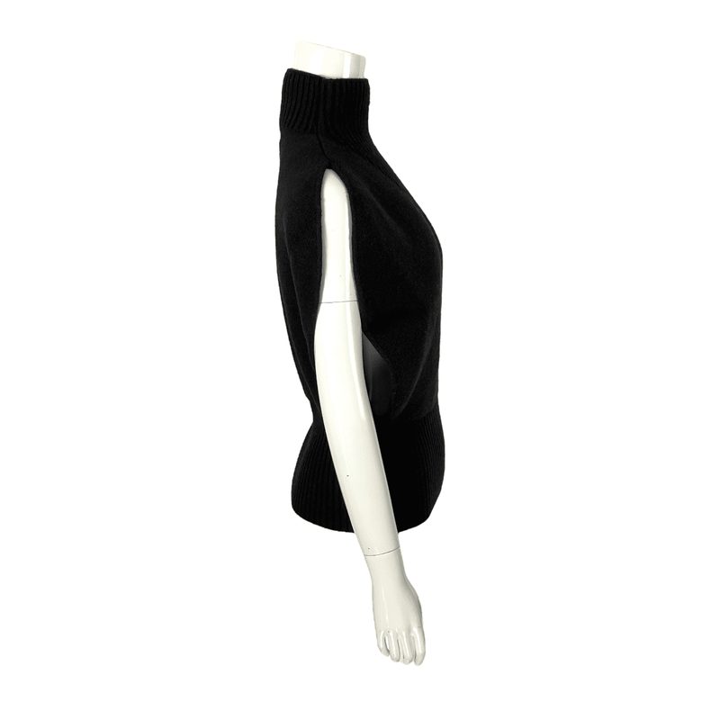 Bottega Veneta Black Wool Sleeveless Turtleneck Sweater M - 2