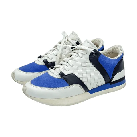 Bottega Veneta Blue White Suede Leather Sneakers 37