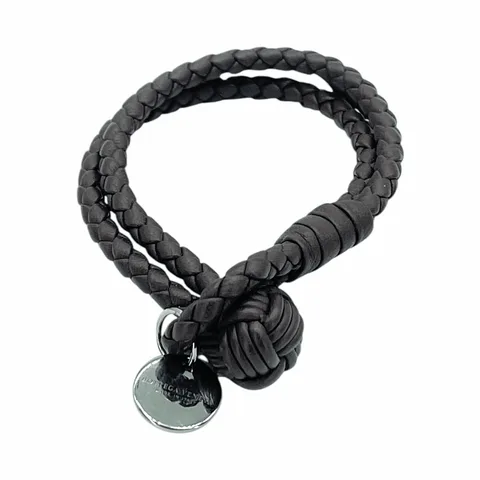 Bottega Veneta Brown Intrecciato Leather Bracelet S - 1