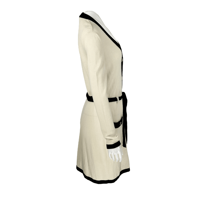 Boutique Moschino Beige Black Wool Cardigan IT38 - 2