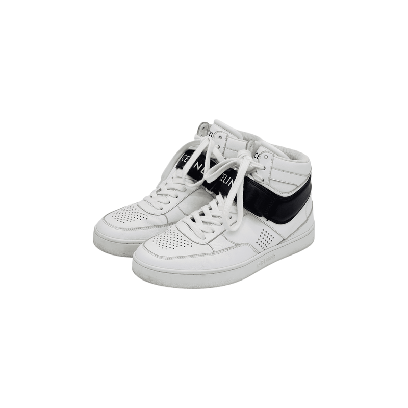 Celine White Black Leather CT03 High Top Sneakers 38 - 1