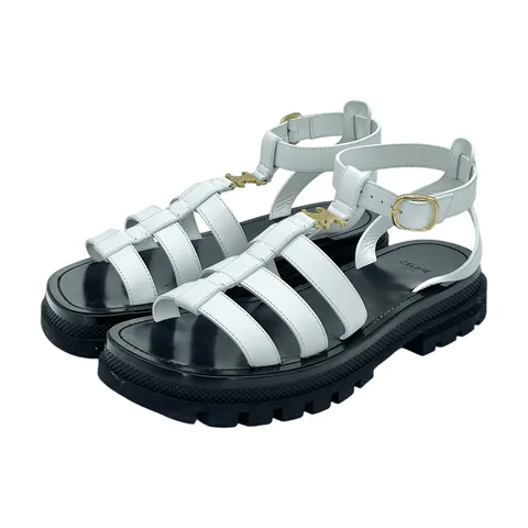 Celine White Leather Clea Triomphe Gladiator Sandals 39 - 1