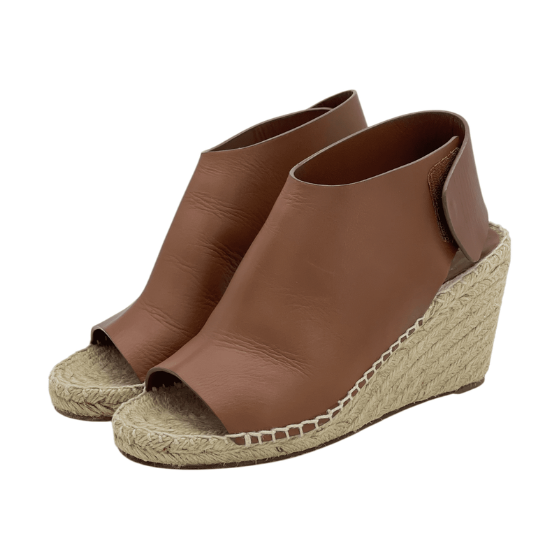 Celine Brown Phoebe Philo Leather Wedge Espadrilles 36 - 1
