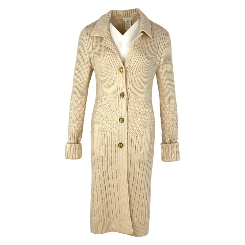 Celine Cream Long Cardigan M - 1