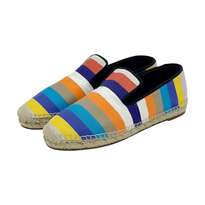 Celine Multicolor Canvas Striped Espadrilles 38 - 1